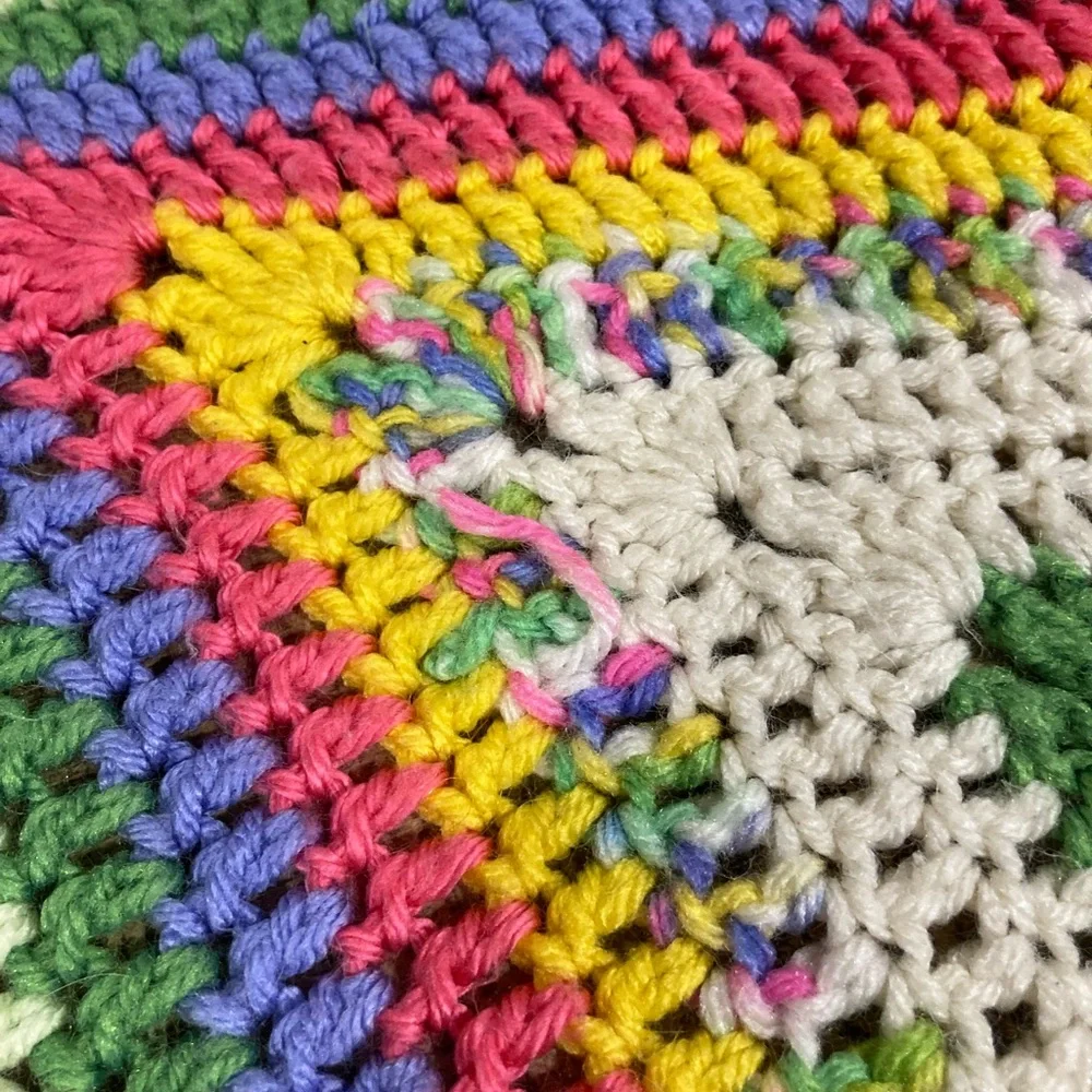 Small Handmade Crochet Blanket 45” x 47” Multicolor